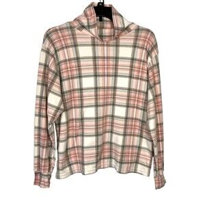 Vintage Seperate Issue Pink Plaid Turtleneck Tee Size XL